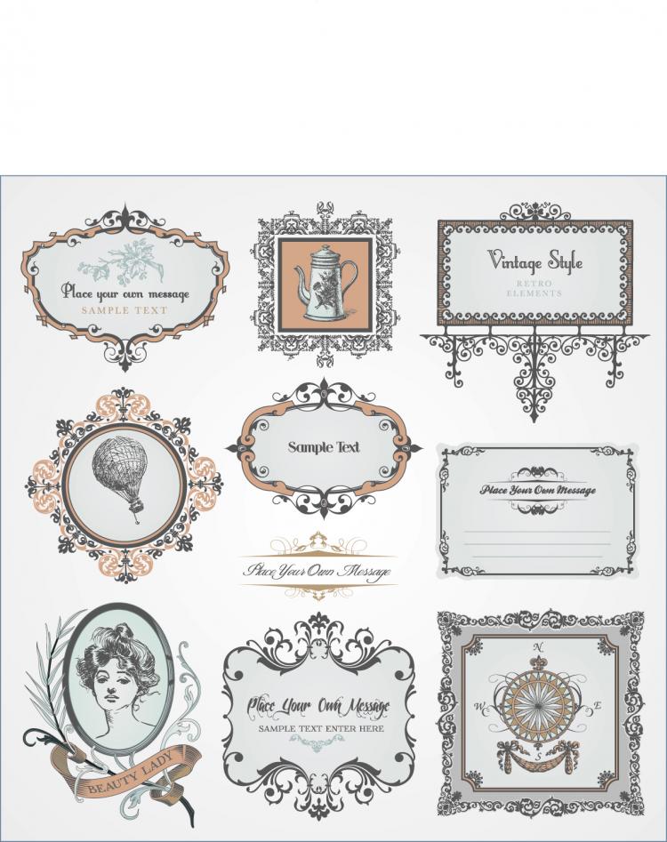 free vector Exquisite europeanstyle pattern label 03 vector